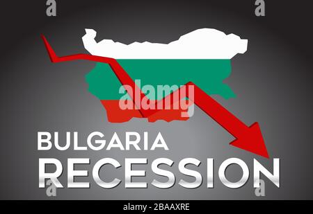 Map of Bulgaria Recession Economic Crisis Creative Concept with Economic Crash Arrow Vector Illustration Design. Stock Vector