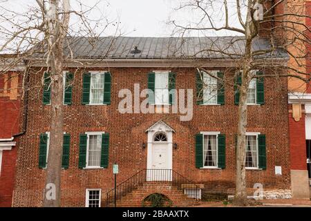 Abingdon,Virginia,USA - March 23,2020:  The William King house, built in 1803 was the first brick built house in Abingdon, Virginia. Stock Photo