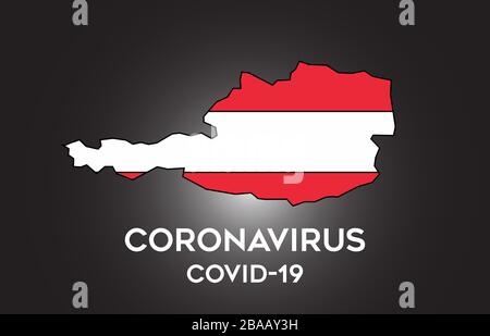 CoronaVirus in Austria and Country flag inside Country border Map Vector Design. Covid-19 with Austria map with national flag Vector Illustration. Stock Vector