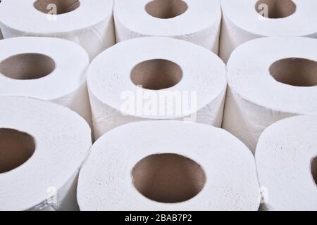 Toilet paper rolls, background of toilet papers Stock Photo