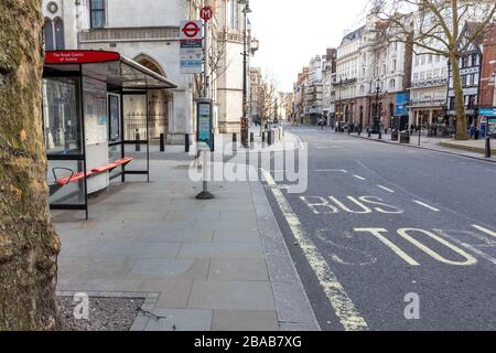 London - England - The Strand - 21032020 - Empty streets as Corona Virus hits London forcing many business to close or provide reduced service - Photographer : Brian Duffy Stock Photo