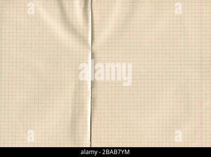 Grid old paper. Graph paper notebook. Texture of vintage paper. Aging graph paper Stock Photo