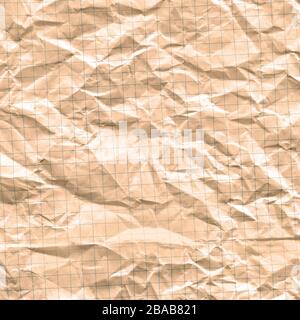 Squared paper sheet background. Creased paper grid sheet background. Old yellowing paper. Old notebook paper background Stock Photo