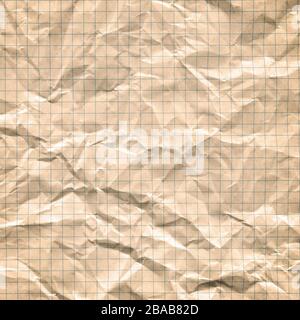 Vintage discolored dirty yellow gold paper grid sheet background. Old yellowing paper. Old notebook paper background Stock Photo