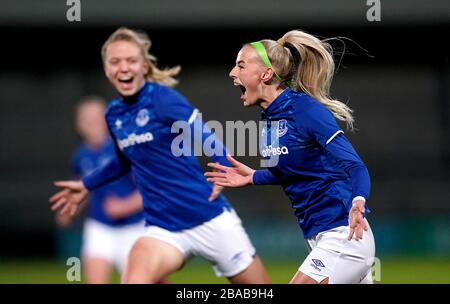 Everton's Chloe Kelly celebrates scoring her side's first goal of the game Stock Photo