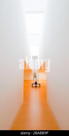 Minimalist white and orange architecture of Malaga university. Stock Photo