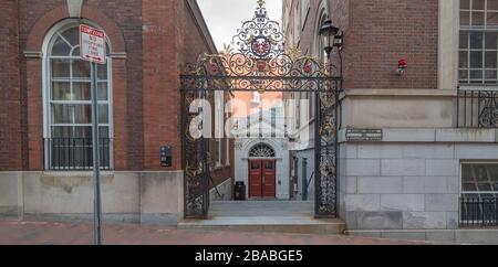 Gate to Adams House, Cambridge, Massachusetts, USA Stock Photo