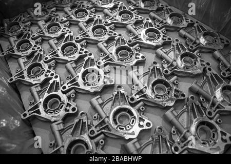 Aluminium parts for the automotive and industrial fields Stock Photo