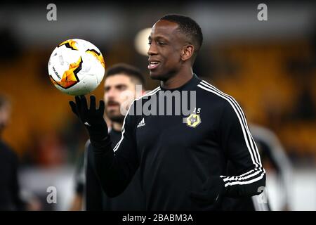 Wolverhampton Wanderers' Willy Boly warming up before the game