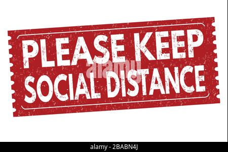 Please keep social distance sign or stamp on white background, vector illustration Stock Vector