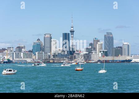 Auckland Central CBD across Waitemata Harbour from Devonport, Auckland, New Zealand Stock Photo