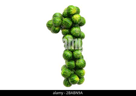 Number 1 from watermelons, 3D rendering isolated on white background Stock Photo