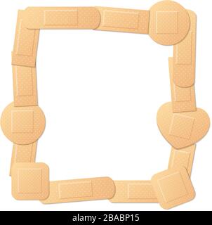 Adhesive plasters that form a frame. Isolated vector illustration on white background. Stock Vector