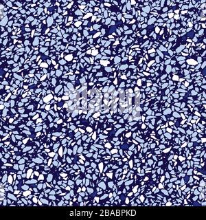 Vector blue and white monochrome terrazzo mosaic texture seamless ...