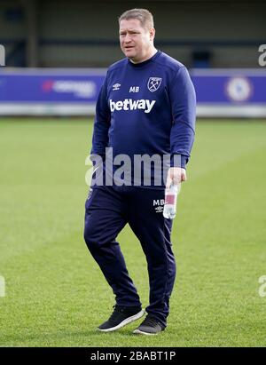 West Ham United head coach Olli Harder after the final whistle during ...