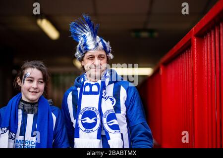 Brighton and Hove Albion fans before the game Stock Photo