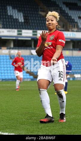 Manchester United's Lauren James celebrates after scoring her sides first goal Stock Photo