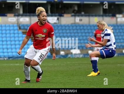 Manchester United's Lauren James celebrates after scoring her sides first goal Stock Photo