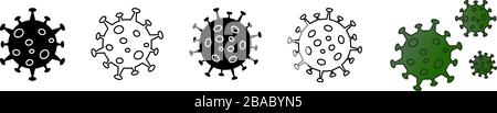 Simple virus drawing icon set, can be used as illustration for ncov coronavirus / covid 19 Stock Vector