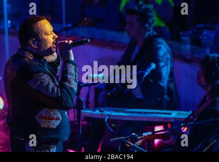 El cantante mexicano de música popular ranchera Pepe Aguilar, durante su presentación en el palenque de la ExpoGan 2016. *Foto: LuisGutierrez/NortePho Stock Photo