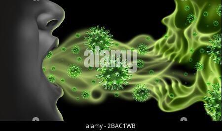 Coronavirus public health risk disease and flu outbreak or coronaviruses influenza background as dangerous viral strain case as a pandemic medical. Stock Photo