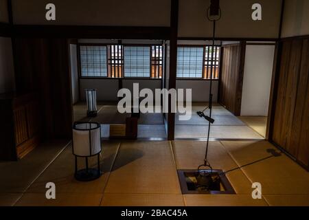 Interior of Takayama Jinya, former home of the governor of Hida province, is one of the most interesting historical building in Takaya, Japan Stock Photo