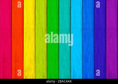 Rainbow colored wood texture background. Stock Photo
