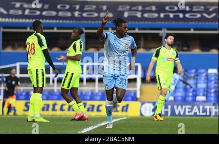 Coventry City's Amadou Bakayoko celebrates scoring his side's first goal of the game Stock Photo