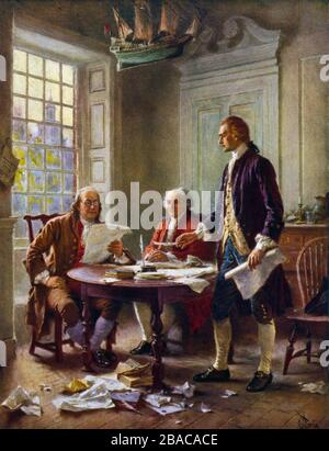 American Revolution, Second Continential Congress, Philadelphia, 1775-1776. John  Hancock signing the Declaration of Independence, with his defiant large  signature on August 2, 1776 (BSLOC_2019_4_52) - SuperStock