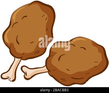 Two chicken drums on white background illustration Stock Vector