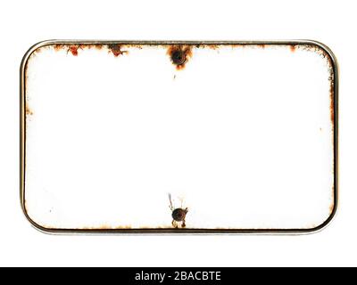 old white metal framed plaque isolated Stock Photo