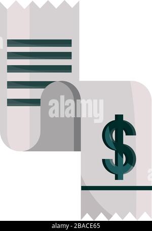 payments online, receipt paper bill vector illustration flat icon shadow Stock Vector