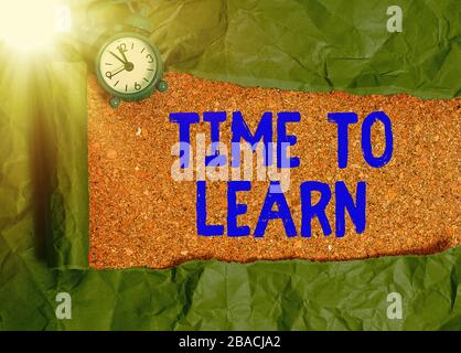 Text sign showing Time To Learn. Business photo text the need to get knowledge or understanding of facts and ideas Stock Photo