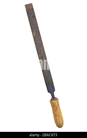 old rustic wood rasp.  Isolated on a white background Stock Photo