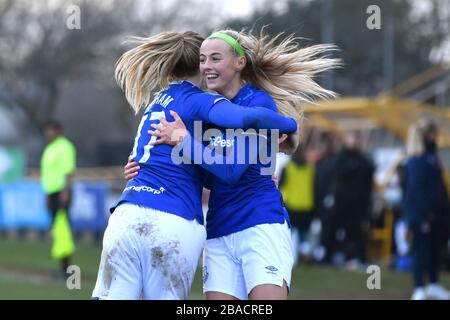 Everton'’s Chloe Kelly celebrates scoring her side's third goal of the game Stock Photo
