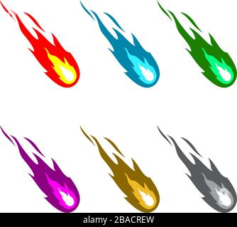 Flame and Fire of Meteorite. Rain fall on planet in Cartoon Style Vector Design Stock Vector