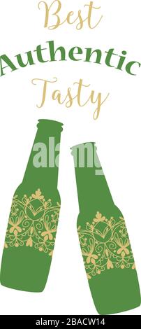 Dark green elegant design for fresh authentic alcohol bottle. Vector Stock Vector