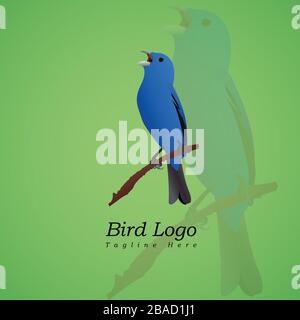 This logo depicts a bird perched on a tree branch. This logo is good for use as a company or a business logo that engages in various creative fields. Stock Vector