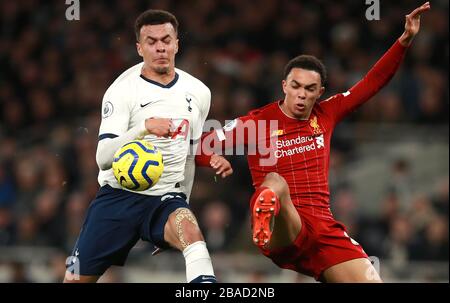 Close Up Of The Ball Hitting Tottenham Hotspur S Dele Alli S Arm During The Game Stock Photo Alamy