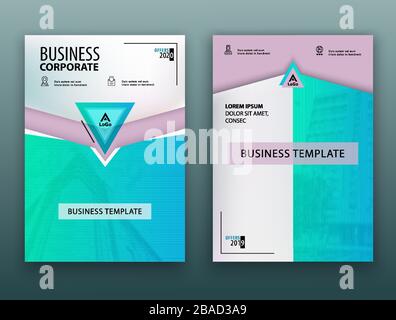 Blue green Business template. Flayer or advertising abstract background for delivery, energy business Stock Vector