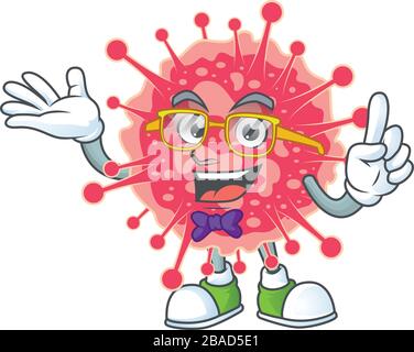 Super Funny coronavirus emergency in nerd mascot design style Stock Vector