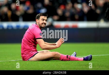 Rochdale's Eoghan O'Connell reacts after scoring an own-goal which is Newcastle United's first Stock Photo