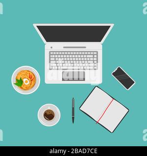workplace for freelance, stay at home Stock Vector