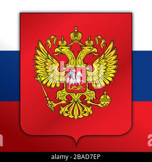 Flag of Russia with coat of arms Stock Photo - Alamy