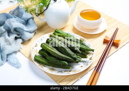 A small amount of vegetables, okra Stock Photo