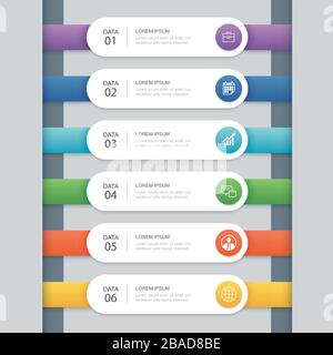 6 infographic timeline template business concept.Vector can be used for workflow layout, diagram, number step up options, web design ,annual report Stock Vector
