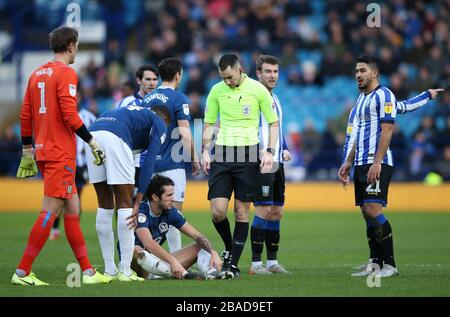 Sheffield Wednesday's Massimo Luongo is sent off during the Sky Bet Championship match at Hillsborough Stock Photo