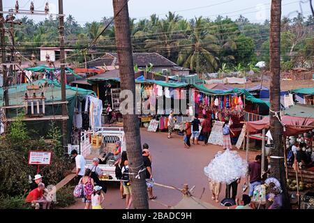 Famous weekly flea market in Anjuna, Goa, India Stock Photo