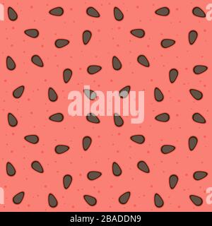 Seamless watermelon grain pattern on red background. Vector image Stock Vector