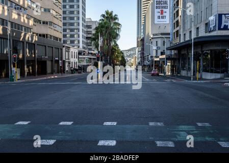 Morning Cape Town rush hour on the first day of South Africa's 21 day national lockdown to contain the global coronavirus pandemic Stock Photo